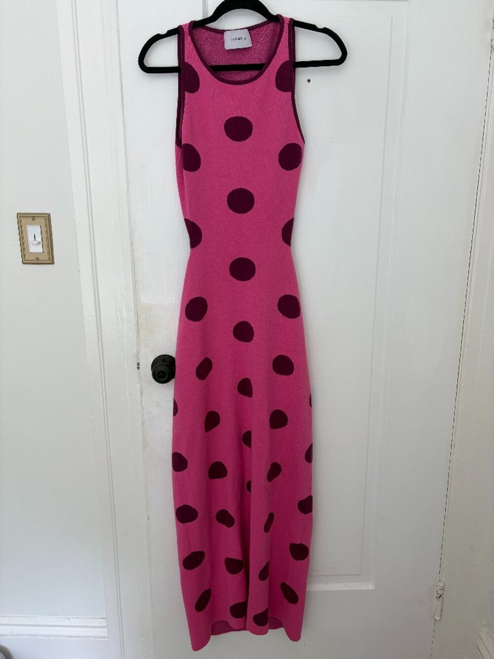 The Wolf Gang Pink Polka Dot Mira Knit Maxi Dress (size M)